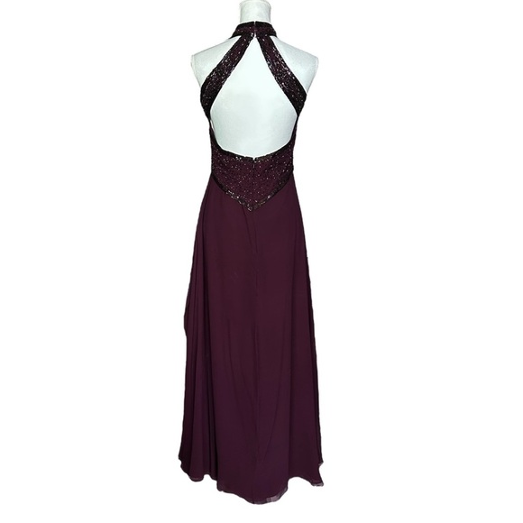 Vtg JOVANI New York Purple Beaded Silk Gown Dress Prom Pageant Bridesmaid sz 10 - Picture 3 of 12